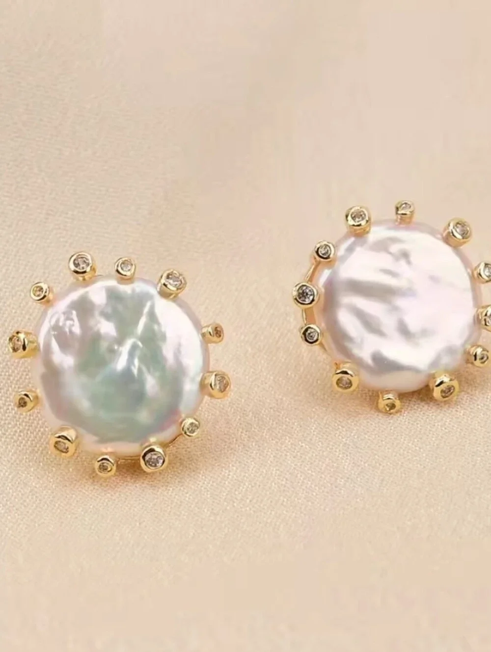 NWT Baroque Pearl GF Earrings & Crystals